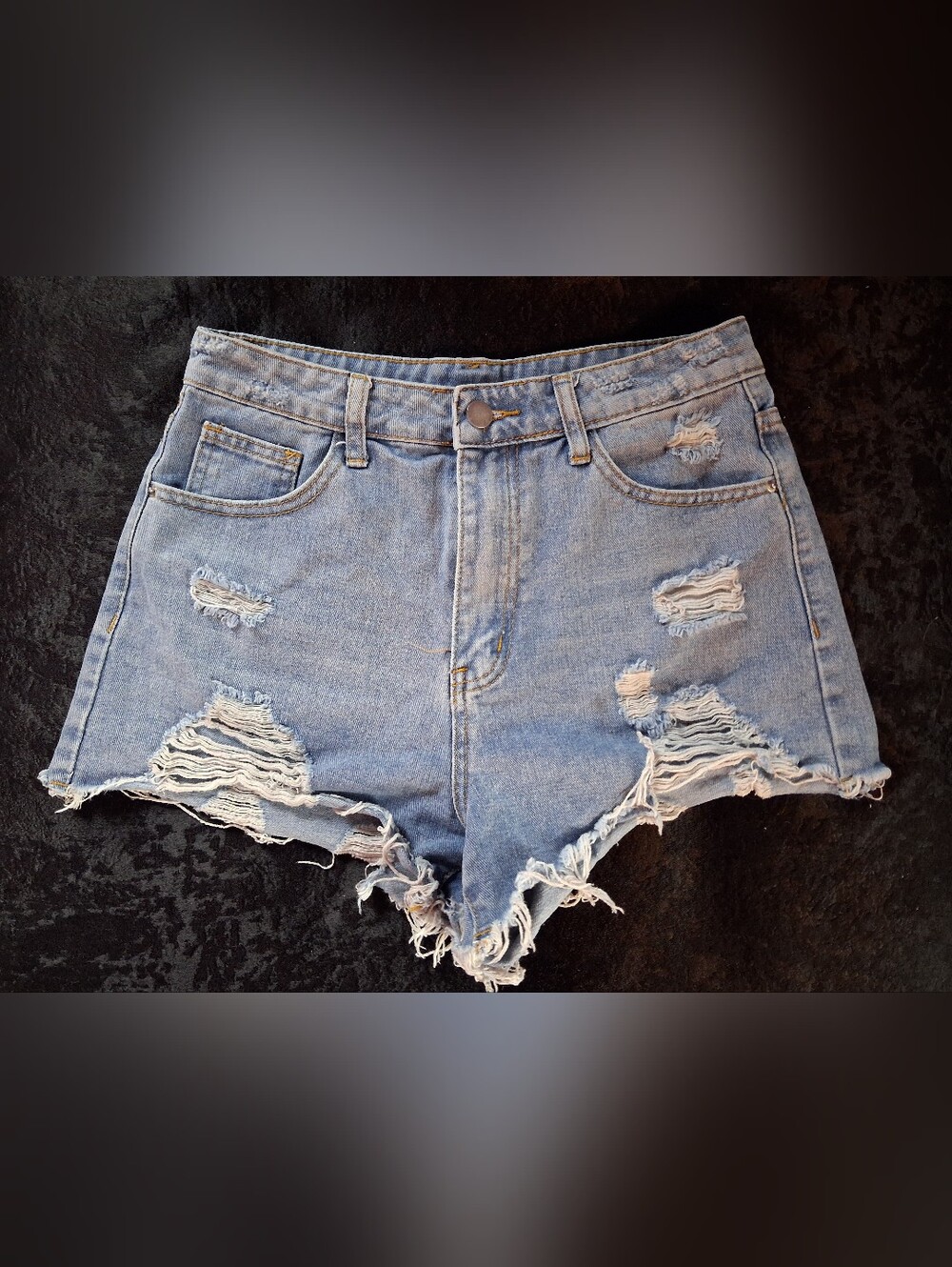 *SHEIN* Light Wash Distressed Denim Cutoff Shorts